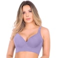 thumbnail image 1 of Super Push Up Bra Smoothing Back Fat Bra with Support Comfortable Seamless T Shirt Bra Full Coverage Deep Cup Bra Purple 40C, 1 of 5