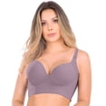 thumbnail image 1 of Super Push Up Bra Smoothing Back Fat Bra with Support Comfortable Seamless T Shirt Bra Full Coverage Deep Cup Bra SeaFog 34B, 1 of 5