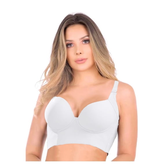 Super Push Up Bra Smoothing Back Fat Bra with Support Comfortable Seamless T Shirt Bra Full Coverage Deep Cup Bra White 40DDD