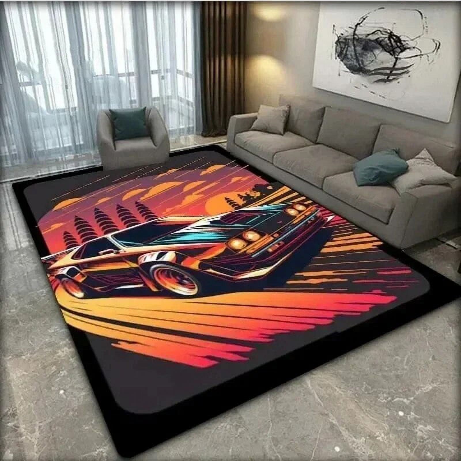 Super Racing Sports Car Cool Old Cars Area Rug Mat Carpet for Bedroom ...