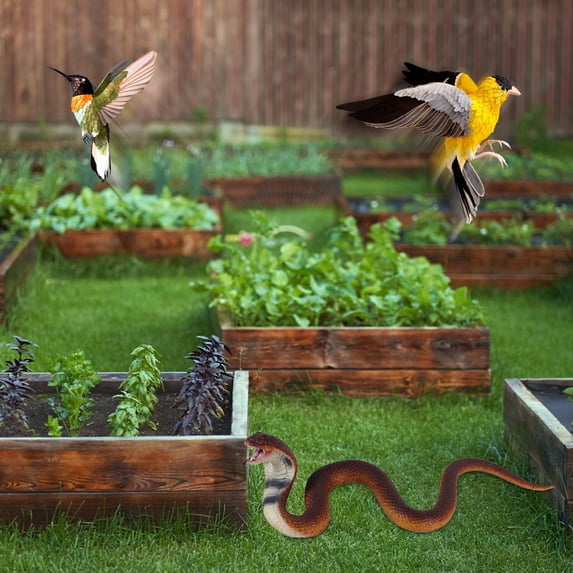 Super Realistic Rubber Snake, Gaqring Lifelike TPR Fake Snake for Bird Deterrent, Detailed Cobra Rattlesnake Garden Decoration Set to Scare Away Birds