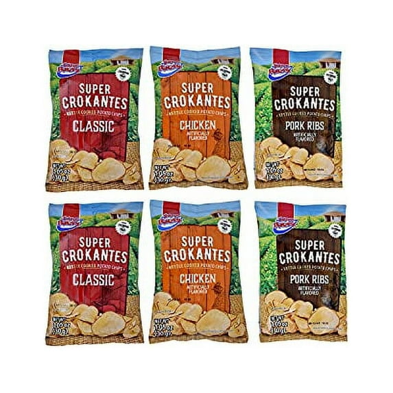 Super Ricas Flavored Potatoe Chips , Plantain Chips. Crockantes 6 Pack