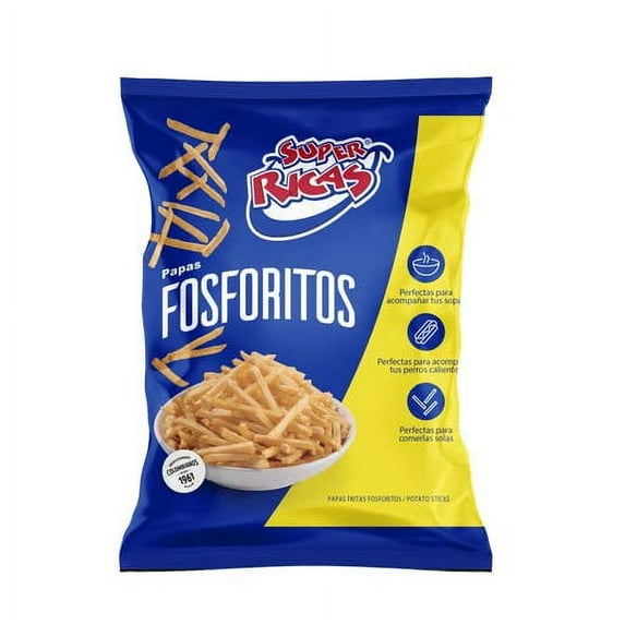Super Ricas Flavored Potatoe Chips , Plantain Chips. Fosforitos 12 Pack