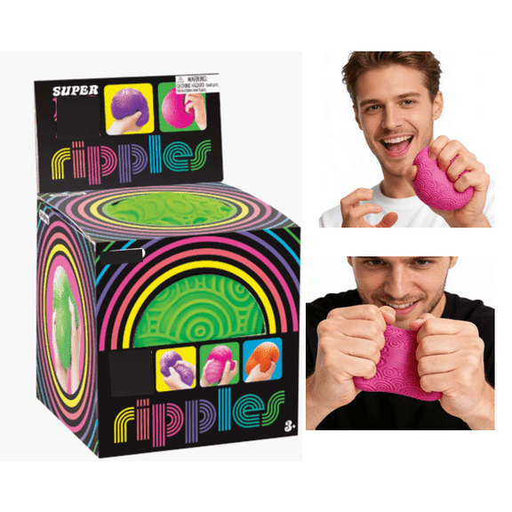 Super Ripples Stress Ball , The Original Solid Squish Wave Textured Sensory Fidget , Large Desk Accessory for Anxiety and Stress Relief Tool