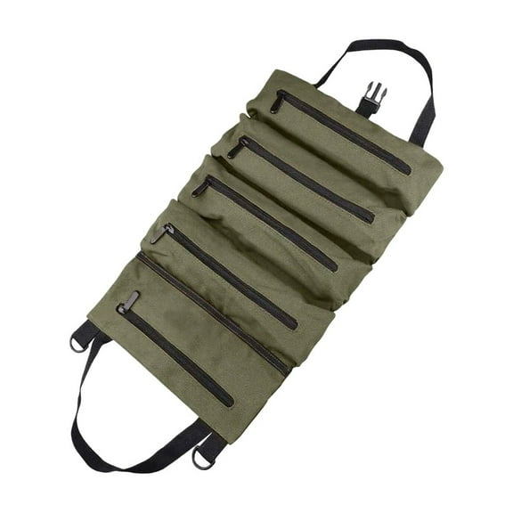 Super Roll Tool Roll,Multi-Purpose Roll Up Tool Bag, Wrench Roll,Canvas Tool Organizer Bucket,Car First Aid Kit Wrap Roll Storage Case,Hanging Tool Zipper Carrier Tote,Car Camping Gear