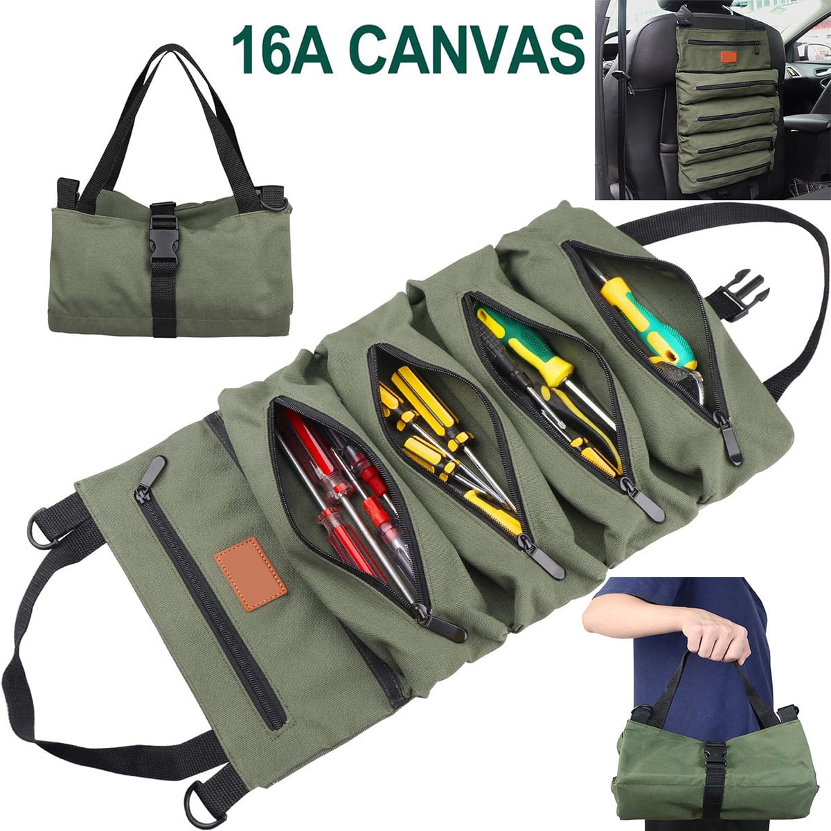 Super Roll Tool Roll The Ultimate MultiPurpose Canvas Organizer with HeavyDuty Zippers and