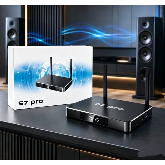 Super S 7PRO Home Receiver for Family Entirement with Remote Control, Protective Cover, Voice Control