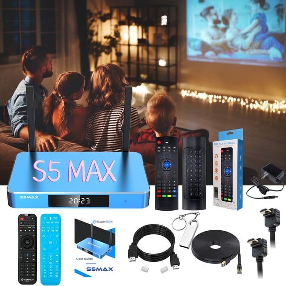 Super S5 Max 64GB Home Theater Box Accessories 2026,Including Keyboard Remote Control,Support Google Assistant