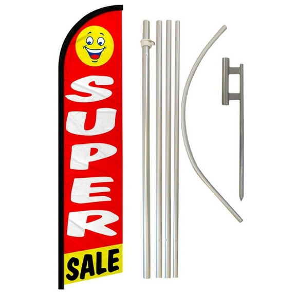 Super Sale (Happy Face) Windless Banner Flag & Pole Kit