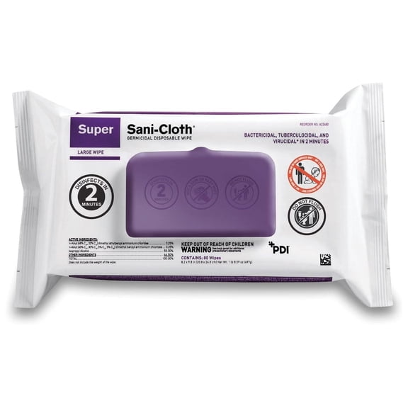 Super Sani-Cloth Surface Cleaner Wipe Soft Pack Alcohol Scent 80 Ct A22480