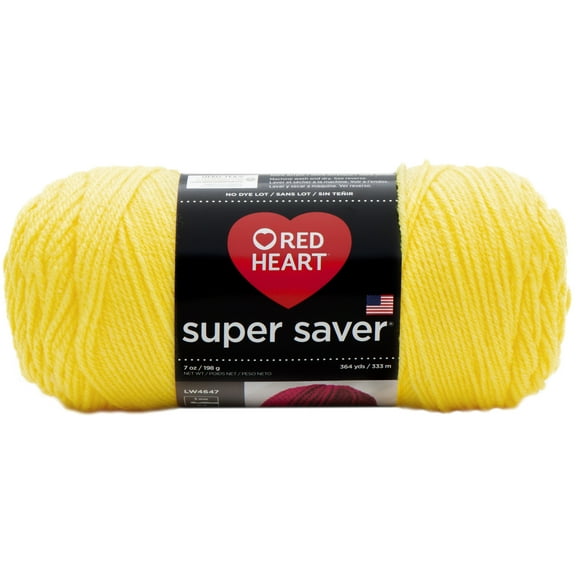 Super Saver Yarn by Red Heart - Solid Color Yarn for Knitting - Crochet - Weaving - Arts & Crafts - Bright Yellow - Bulk 12 Pack