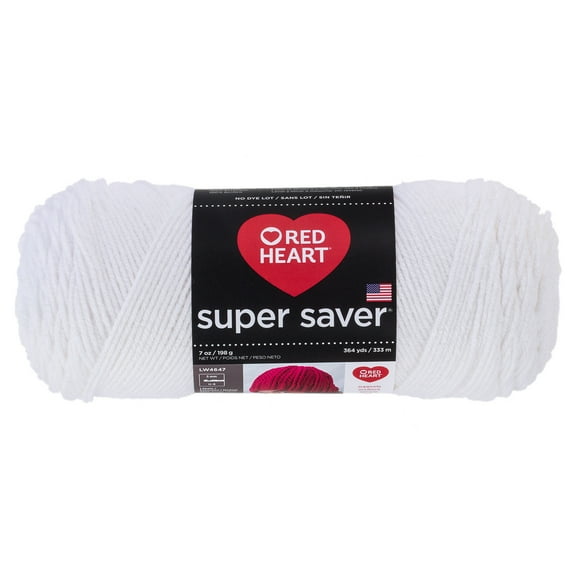 Super Saver Yarn by Red Heart - Solid Color Yarn for Knitting - Crochet - Weaving - Arts & Crafts - White - Bulk 12 Pack
