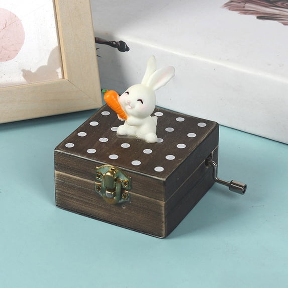 Super Savings Week karymi Mini Animals Block Music Box Wooden Rotating Music Box with Fluorescent Coffee Color 2.6x2.6x1.4in Childrens Toy Holiday Birthday Gift Birthday Gifts for Kids