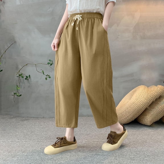 Super Weeks!ChaoHeng Wide Legs Pants Women Women's Fashion Waist Solid Color Pocket Casual Pants