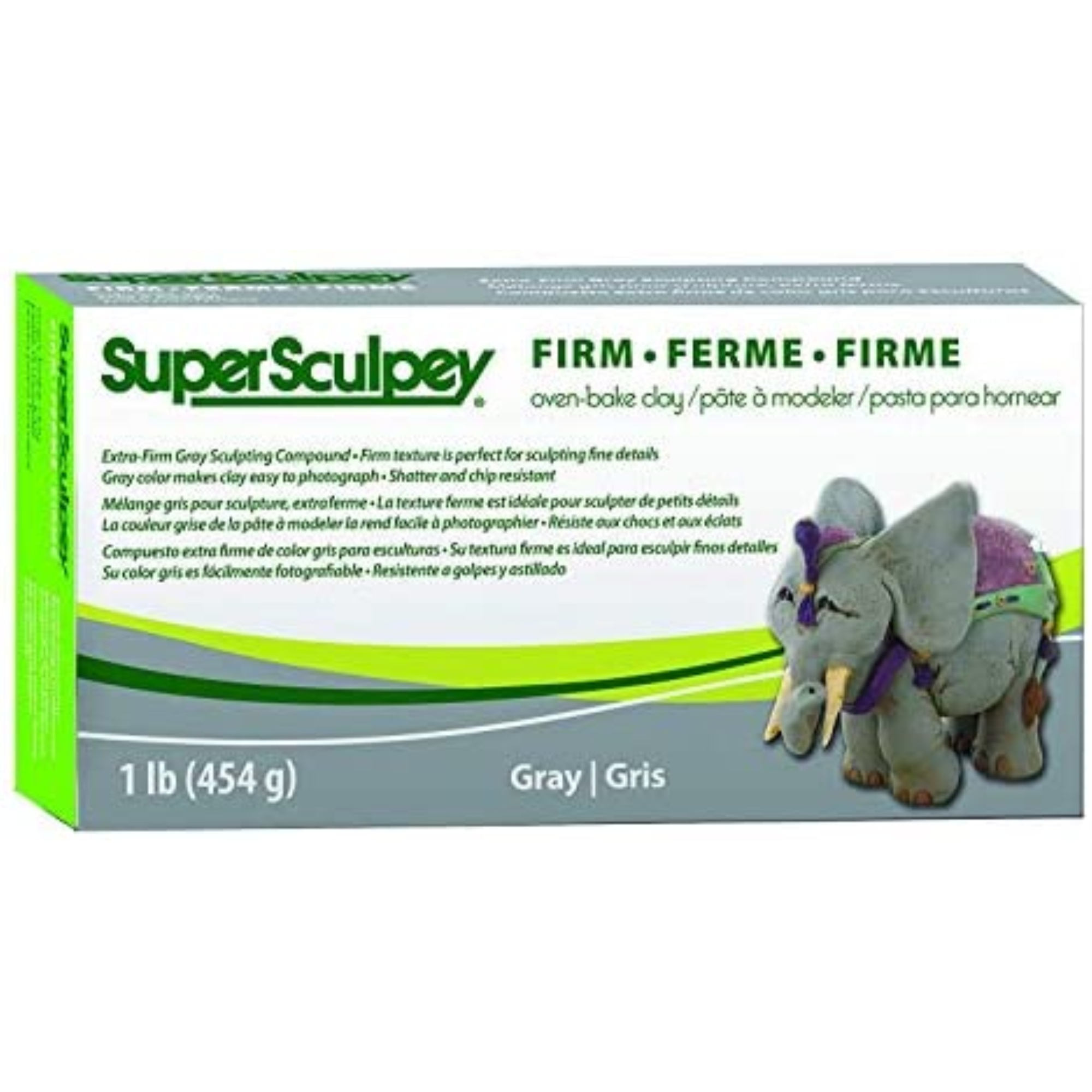 Super Sculpey Firm Gray, Premium, Non Toxic, Firm, Sculpting Modeling Polymer clay, Oven Bake Clay, 1 pound bar. - image 1 of 5