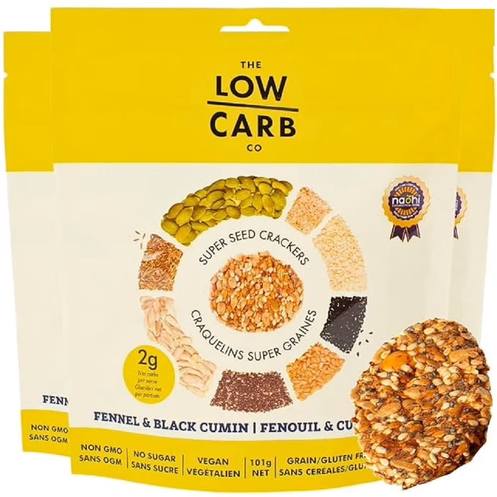 Super Seed Crackers, Gluten Free & Keto Friendly Healthy Snacks, Vegan, Zero Sugar, Paleo & Diabetic Friendly, Nut Free, 20g High Protein, 18g High Fiber, 3.56oz Each, 4-pack, Fennel & Black Cumin