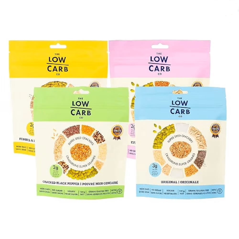 Super Seed Crackers, Gluten Free & Keto Friendly Healthy Snacks, Vegan, Zero Sugar, Paleo & Diabetic Friendly, Nut Free, 20g High Protein, 18g High Fiber, 3.56oz Each, 4-pack, Variety of Flavors
