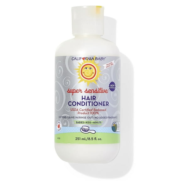 California Baby Super Sensitive Hair Conditioner | 100% Plant-Based | Fragrance Free Conditioner | Rinse-out or Leave in Conditioner | 251 mL / 8.5 oz