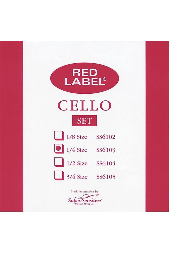 Super Sensitive SS6103 Red Label Medium Cello String Set 1/4