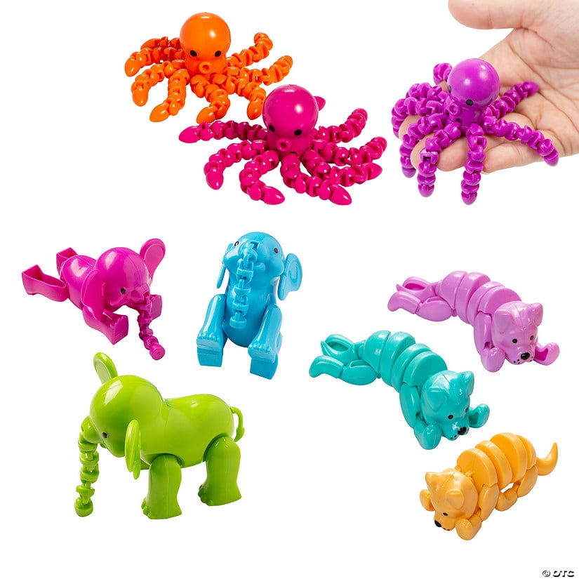 Super Sensory Animal Articulated Plastic Fidget Toys Assortment - 18 Pieces