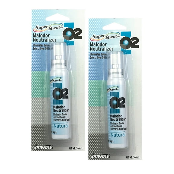 Super Sheet Malodor Neutralizer with Natural Scent: The Ultimate Car Spray Freshener, Smoke Eliminator for Car; All-in-One Car Sanitizer Spray, 1.3 oz, 2 Packs