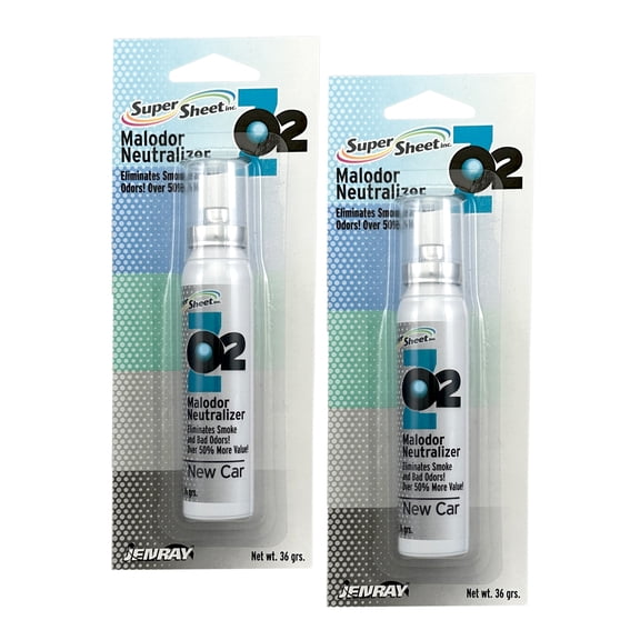 Super Sheet Malodor Neutralizer with New Car  Scent: The Ultimate Car Spray Freshener, Smoke Eliminator for Car; All-in-One Car Sanitizer Spray, 1.3 oz, 2 Packs