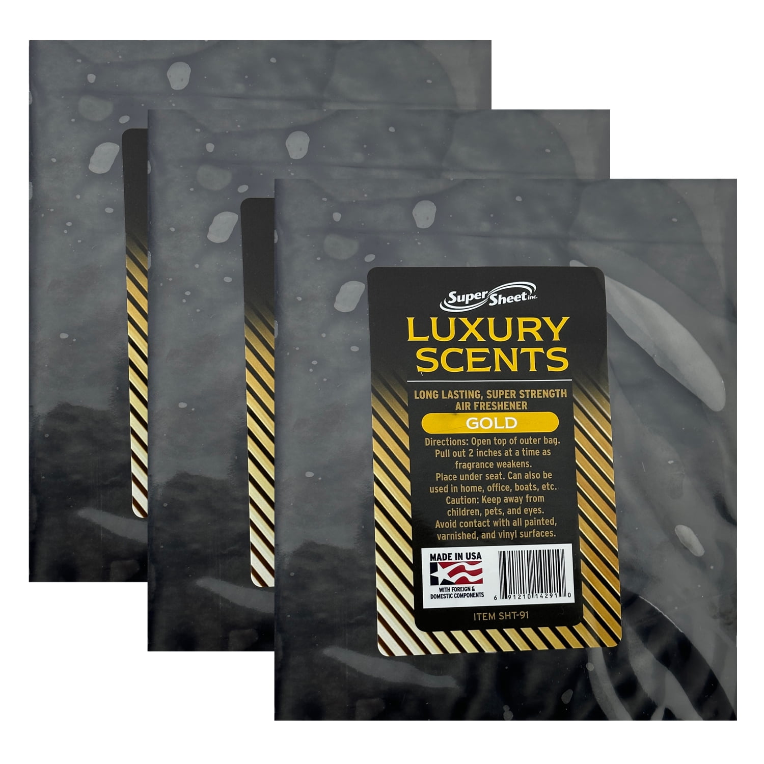 Super Sheet Under the Seat Car Air Fresheners Large Luxury Scents Gold