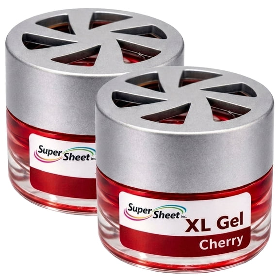 Super Sheet XL Gel Car Air Freshener - Cherry Scent, Luxury Glass Jar Auto Fragrance, Long Lasting Gel Diffuser for Car, Home & Office - Made in USA, 2 Pack