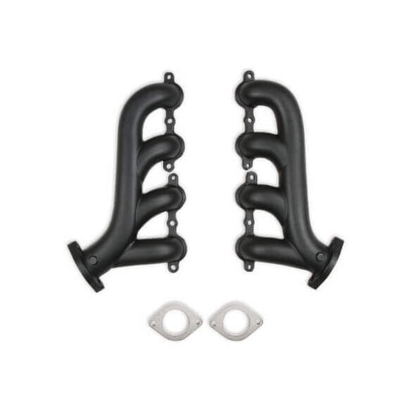 Super Shops LS Cast-Iron Exhaust Manifolds - Black Ceramic Coated - Pair