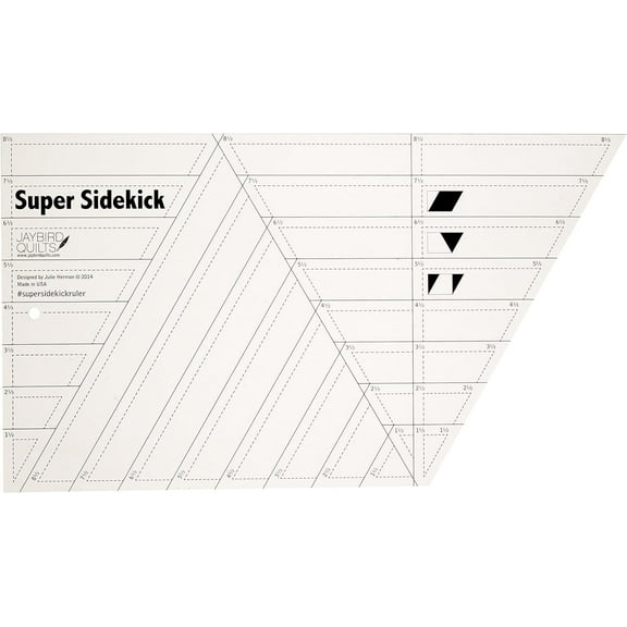Jaybird Quilts Super Sidekick Ruler JBQ204 Clear Acrylic Quilting Template for Diamonds & 60 Triangles