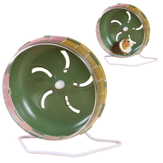 Super-Silent Hamster Exercise Wheels - Quiet Spinner Hamster Running Wheels with Adjustable Stand for Hamsters Gerbils Mice Or Other Small Animals (M, Green)
