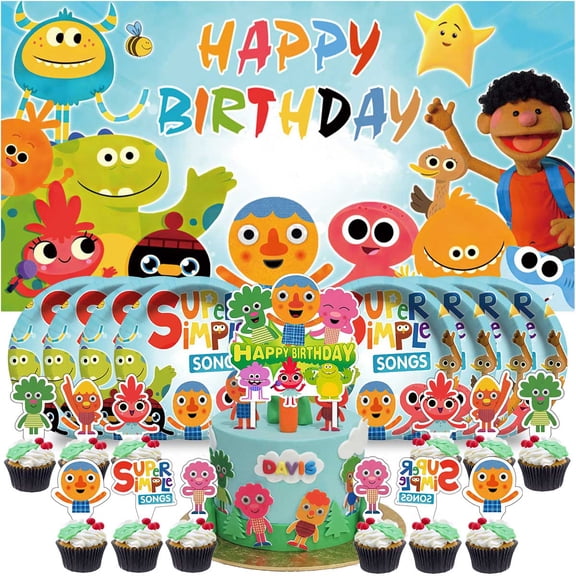 Super Simple Songs Birthday Supplies Plates Decorations Decor Backdrop Banner Cake Topper Fans