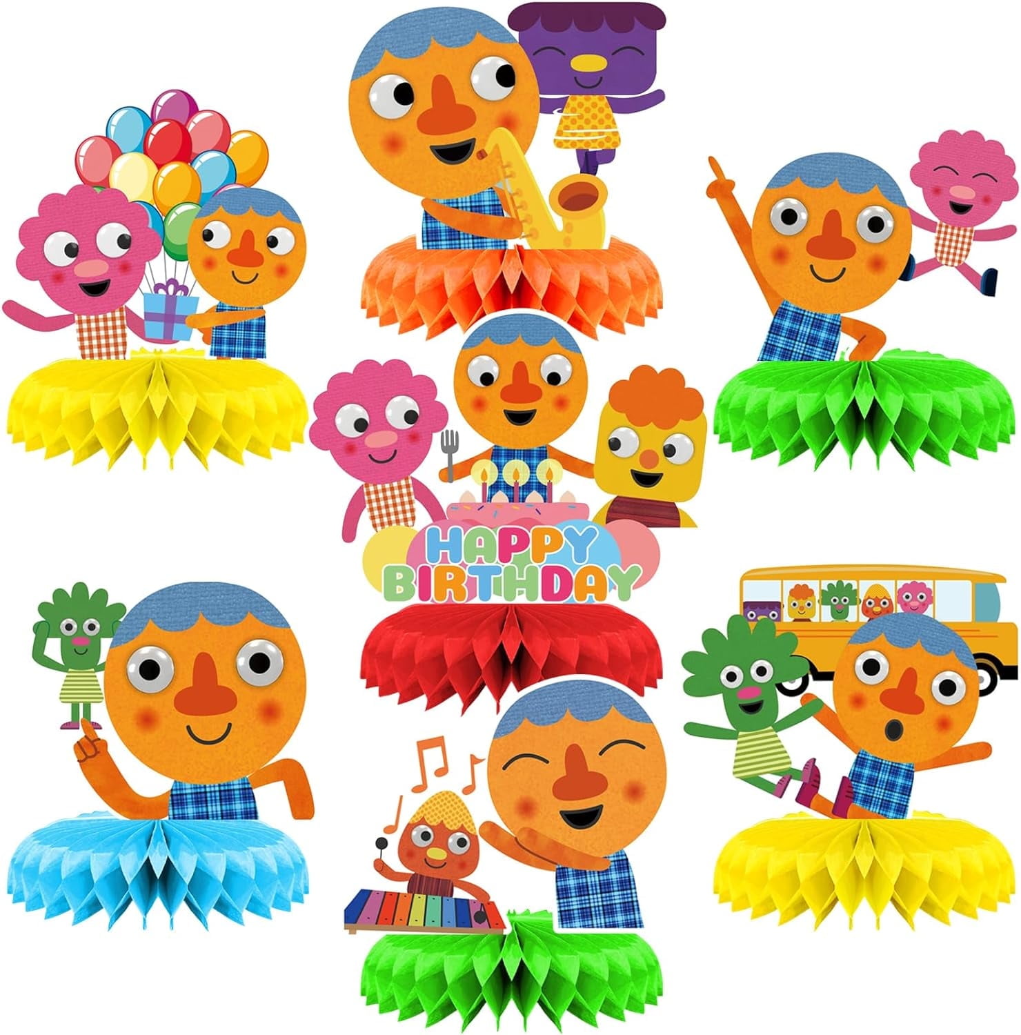 Super Simple Songs Party Decorations Honeycomb Centerpieces, 3D Double Side Table Toppers, Super Simple Songs Party Supplies for Kids