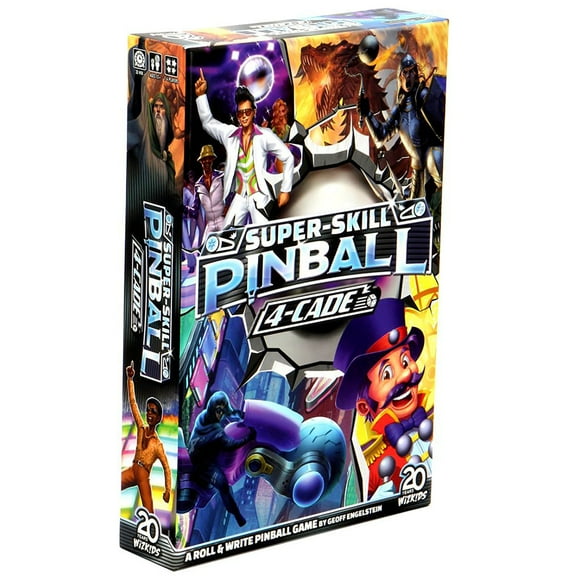 Super-Skill Pinball: 4-Cade - A Roll & Write Pinball Game, WizKids, Ages 12+, 1-4 Players, 30 Min