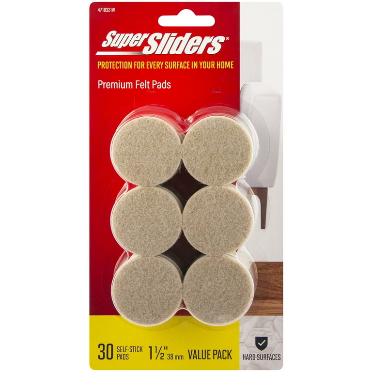 Slipstick 1-1/2 Premium Self-Stick Felt Pads Round Pkg/12, 1-1/2 Diam. x 1/4 H | The Container Store