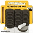 thumbnail image 1 of Super Sliders 1 1/2" Round Self Stick Felt Furniture Pad for Hardwood Brown, 30 pack, 1 of 6