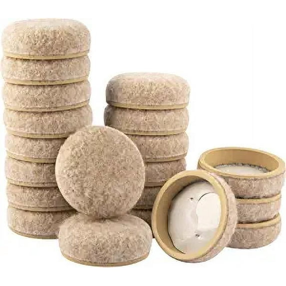 Super Sliders 1 1/2" Round Self-Stick formed Felt Furniture Pads with More Protection for Surfaces and Furniture Legs, Beige (20)