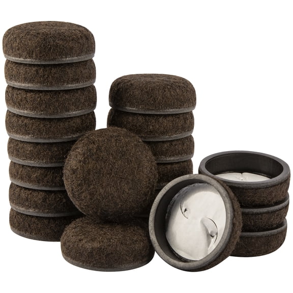 Super Sliders 1 1/2" Self-Stick Formed Felt Furniture Pads, Brown (20)