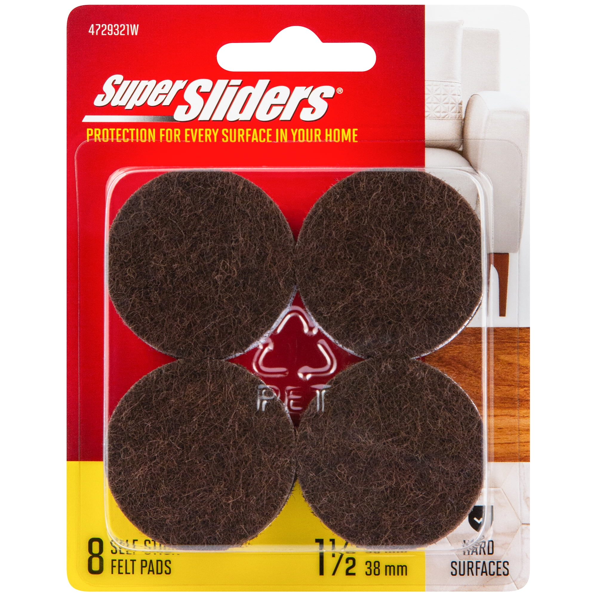 Super Sliders. 1 1/2 inch Round Self Stick Felt Furniture Pads for
