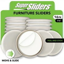Super Sliders 1¼" Round Furniture Sliders – 16 pack, Self-Stick Pads for Carpeted Surfaces (Beige)