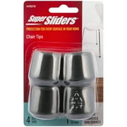 Super Sliders 1" Round Rubber Tip Chair Leg Caps Floor Protection Pad Black, 4 Pack