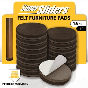 Super Sliders 1 inch Brown Felt Furniture Pads, Pack of 16