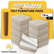 Super Sliders 1 Beige Square Felt Furniture Pads for Surface Protection   16 pack
