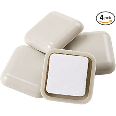 Super Sliders 1" Square Self-Stick Furniture Sliders for Carpet, Beige (4 Pack)