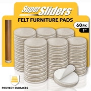 Super Sliders 1 Inch Round Self-Stick Felt Furniture Pads for Hardwood Floors, Beige, 60 Pack