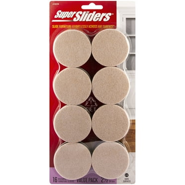 Super Sliders 2-1/2" Round Felt Furniture Sliders Beige, 16 Pack