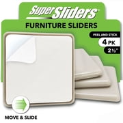 Super Sliders Self-Stick 2-1/2 Inch Square Furniture Sliders, Beige, 4 Pack