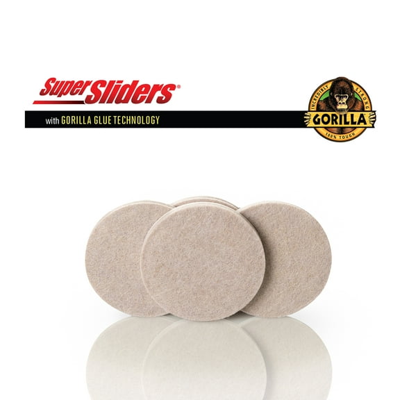 Super Sliders. 2 3/4" Round Felt Pads with Gorilla Glue for Hardwood, Beige (4 Pack)
