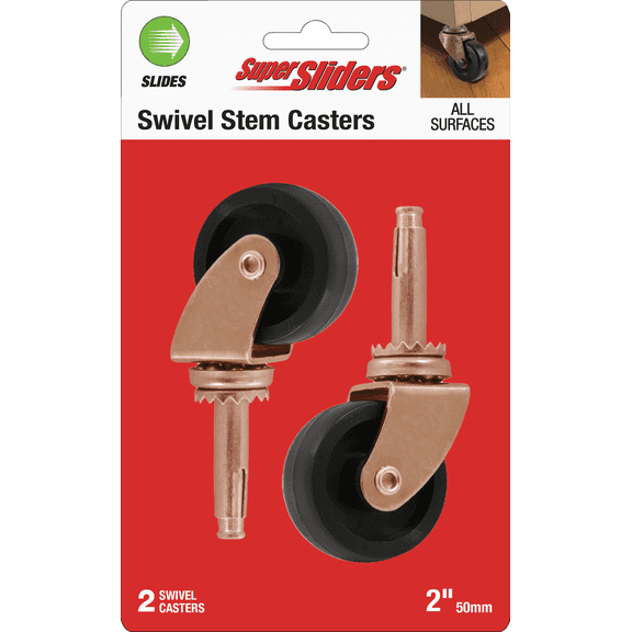 Super Sliders 2 In. Stem Caster - Pack of 4 Residential Use, Standard Application