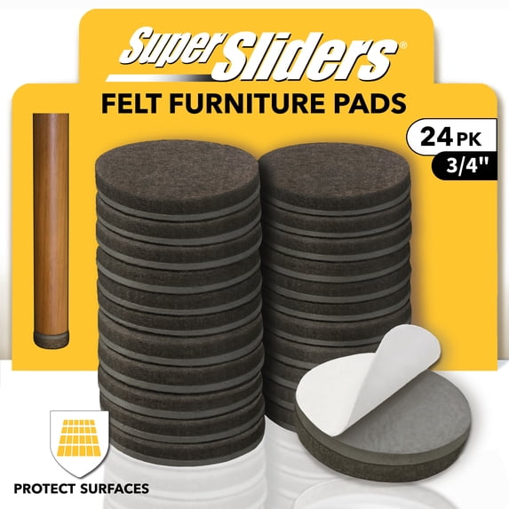 Super Sliders 24-Pack 3/4 Inch Round Brown Felt Furniture Pads